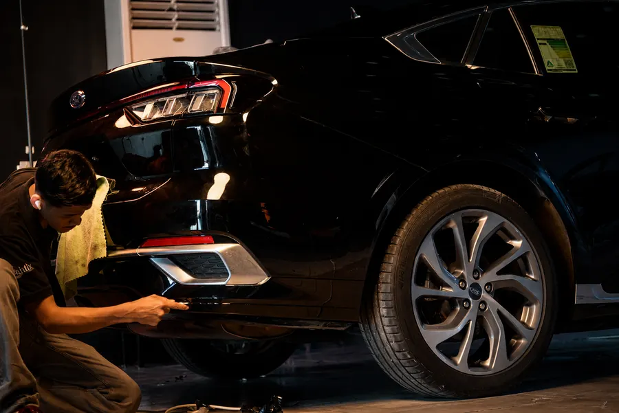 Detailing a car at night